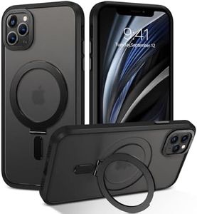 GUAGUA Magnetic Slim Case for iPhone 11 Pro Max Compatible with MagSafe, Magnetic Kickstand iPhone 11 Pro Max Case Transparent Matte Back Cover Phone Cases for iPhone 11 Pro Max 6.5 Inch, Black