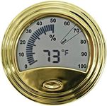 Don Salvatore, Round Digital Hygrometer & Thermometer, Digital with Analog Readout, Gold Trim, 1 Count