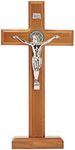 Juvale Wooden Catholic Crucifix Cross Stand for Church, Christian Decorations, Home Alter, Table Top, Fireplace Mantle (12 In)