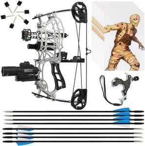 ZSHJGJR Compound Bow Set,Bow and Arrow Set,15-32 lbs Adjustable,RH/LH,Short-Axis Compound Bow Kit,for Beginners/Adult Outdoor Hunting Target Shooting Archery Gift (Style 1)