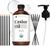 Kate Blanc Cosmetics Castor Oil Organic for Hair, Skin & Face (16oz) 100% Pure Cold Pressed Hexane Free | Unrefined Castor Oil for Eyelashes & Eyebrows in Glass Bottle