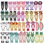 inSowni 40 Pack/20 Pairs Metal 2" Cute Cartoon Animal Snap Hair Clips Barrettes Hair Pins Accessories for Baby Girls Toddlers Kids Teens Fine Thick Hair