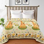 FRESH FROM LOOM Double Bed Blanket for Kids | Cartoon Printed Dohar for Kids Boy & Girls | Soft Children Comforters | Summer & Winter Blanket(90x100 Inches | King Size | Ziraffe Yellow)