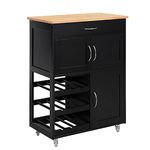 SoBuy FKW45-SCH, Kitchen Storage Trolley Serving Trolley Kitchen Storage Cabinet with Rubber Wood Worktop