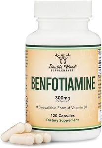 Benfotiamine 300mg Servings (Third Party Tested, 120 Capsules, 150mg Per Cap) Non-GMO, to Boost Thiamine B1 Levels (More Absorbable Than Thiamine, Fat Soluble) by Double Wood