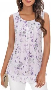 Timeson Women Tunic Tops For Leggings,Womens Blouses And Tops Dressy Long Tank Tops For Business Casual Summer Office Work Clothes Chiffon Flowy Silk Camisoles Ladies Sleeveless Shirts Violet M