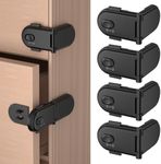 REDTRON Child Safety Cabinet Locks, Baby Proof Cupboard Locks with 3M Adhesive, Child Locks with No Trapped Fingers, No Tools Needed, Easy Installation(4 Pack, Black)