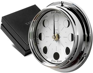 Tabic Handmade Chrome Moon Phase Clock in Solid Brass case - Elegant Full Moon Wall Clock with White dial, Perfect Decorations and Gift