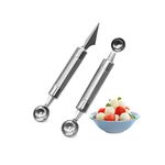 2pcs Melon Baller Scoop, Stainless Steel Fruit Cutter Shapes, Multifunctional Melon Scoop Carving Tool for DIY Fruit Salads