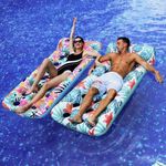 IRUIRUI 2 Pack Pool Floaties for Adults, Extra Large Inflatable Tanning Pool Lounger Float Water Hammock Pool Floats for Adults Floating Pool Rafts for Swimming Pool Beach Outdoor Party