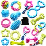 SZKOKUHO Small Dogs Puppy Chew Toys 17Pack Cute Variety Shape Multi Colors Designs to Bite Anytime Enjoy Teething Toys Training Supplies