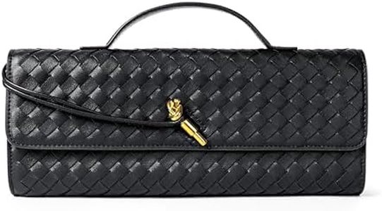 Joryin Woven Purse for Women Evening Clutch Woven Leather Handbags Crossbody Bag Purse Formal Evening Bag, Black