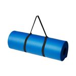 Amazon Basics Extra Thick Exercise Yoga Gym Floor Mat with Carrying Strap - 74 x 24 x .5 Inches, Blue