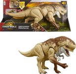 Mattel Jurassic World: The Rebirth Villain Dino Double Attack Dinosaur Action Figure 22 Inch with 2 Attack Actions True to Original Digital Game JJP79 [Multi-Colour]
