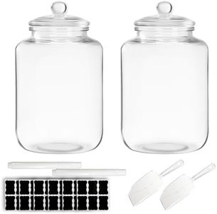 LECEHIVO 2 Pcs 6 Gallon Glass Jar with Lid Large Airtight Food Storage Canister Big Opening Cookie Canning Pot Containers for Flour, Sugar, Dog Treats, Candy, Pasta, and Kitchen Use