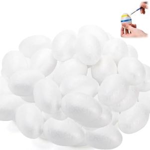 Eorbow 50 Pack 2.75 Inch Craft Foam Eggs, White Smooth Polystyrene Eggs for Christmas Halloween, Craft Making Eggs Foam Balls for Easter Holiday, Crafts Making Handmade DIY Painting School Projects