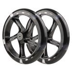 WHEELGOO 8-inch Scooter Replacement Wheels Colorful 5-Lights Flashing 200mm Scooter Wheels Upgrades for Razor A5 Kid Youth Adult Kick Scooter, Pack of 2 (Black)