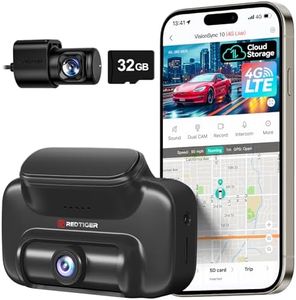 REDTIGER 4G LTE Dash Cam Front Rear, Remote Live Stream, Cloud Storage, 2.5K Dash Camera for Cars with SIM Card(AT&T) and Emergency Alert, 32GB Card & Hardwire Kit Included, GPS, Parking Monitor(VS10)