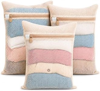 3-piece set extra-large 20×23.6 inch durable organic cotton mesh laundry bags, with sturdy zippers and breathable mesh, perfect for delicate items like underwear, clothes, pants, and socks.