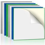 Lekebaby 8 Pack Peel and Stick Building Base plates, 10"x10" Classic Self-Adhesive Building Boards - 100% Compatible with All Major Brands,Sturdy Stacking Play Table Top,White/Blue/Green/Grey