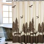 Uphome 72 X 72 Inch Natural Waterproof Deer in the Forest Bathroom Shower Curtain - Beige and Coffee Mildewproof Polyester Fabric Kids Bathroom Curtain Designs by Uphome