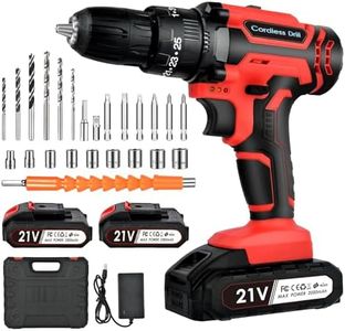 Cordless Drill Driver 21V: Powerful Cordless Drill Set with 2 Batteries 2.0Ah, 25+3 Torque, 24PCS Drill Bits, 2 Speed, LED Light for DIY Project