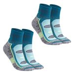 Frido Active Quarter Length Socks for Men & Women | Ideal for Badminton, Walking, Running, Gym & Sports | Anti-Sweat, Odor-Free | Cotton Nylon Grip Socks (IN, Alpha, L, 2, Cyan)