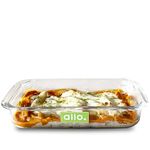 Allo Borosilicate Rectangle Glass Baking Dish, Baking Tray, Oven and Microwave Safe, 1600ml, Transparent