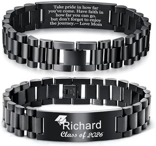MEALGUET Personalized Graduation Gifts for him : Personalized Graduation Bracelet, College Graduate High Class Of 2026 Gift, Stainless Steel Handsome Link Bracelets Engraved Jewelry, H