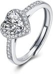 Atylyk 1 Carat Moissanite Engagement Ring Wedding Promise Platinum PlatedSterling Silver Solitaire Rings for Women (1ct Heart ring)