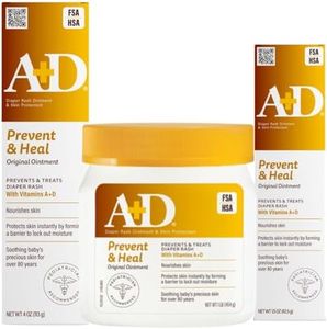 A+D Original Diaper Rash Ointment, Prevents & Heals Diaper Rash, Moisturizes & Heals Dry Skin With Vitamins A & D, Home & Go Bundle - 16 oz jar, 4 oz tube, 1.5 oz tube