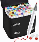 Caliart Alcohol Based Markers, 81 Colors Art Drawing Markers Set Dual Tip Brush & Fine Permanent Colored Sketch Pens, with Case for Artists Adults Coloring Book