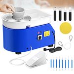 Potuem Pottery Wheel 350W, Electric Pottery Wheels 25cm Turntable, Pottery Forming Machine with Foot Pedal and Removable ABS Basin, Pottery Wheel for Adults Kids Beginners DIY Clay Art, Blue