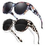 Myiaur 2 Pack Over Glasses Sunglasses for Women Polarised Anti Glare