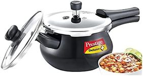 Prestige Deluxe Duo Plus Hard Anodised Handi Pressure Cooker With Stainless Steel Lid 3.0 Liters and Glass lid, medium (20144)