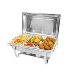 WINIAER Chafing Dish Buffet Set, 8 Quart Chafing Dishes for Buffet, Three 1/3 Size Food Pans, Stainless Steel Restaurant Food Warmer for Kitchen Party Banquet Dining (1 Pack)