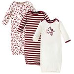 Touched by Nature Unisex Baby Organic Cotton Gowns, Berry Branch, 0-6 Months