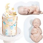 3D Sleeping Baby Fondant Silicone Moulds for Cake Decoration Cupcake Topper Chocolate Soap Wax Clay Projects 2-in-Set Around 2.4x1inch