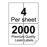 A4 White Address Label Self Adhesive Paper Printer Sticker Label, 4 Labels per Sheet,500 Sheets 2000 Labels Total,210x148mm Compatible with Inkjet and Laser Printers