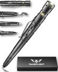 Tactical Pen for Self-Defense + LED Tactical Flashlight, Bottle Opener, Window Breaker | Multi-Tool for Everyday Carry (EDC) Survival Gear | For Military, Police, SWAT | Gift Boxed + Extra Ink (Black)