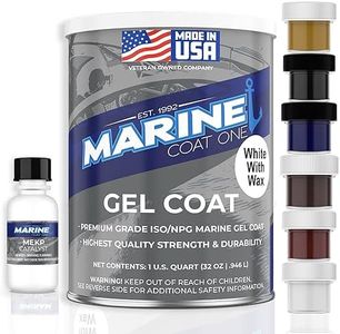 Marine Coat One Iso/Npg Gel Coat White with Wax with MEKP Catalyst for Hardening, with 6 Color Tinting Pigments, Gel Coat Repair Kit for Boats, Fiberglass (1 Quart)