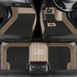 Premium 9D Car Floor Mat Full Set for Honda Civic Model (2020-2023) || Luxury Leather with Grass Mat Complete Set || 100% Waterproof and Washable || Color : (Beige with Black Grass)