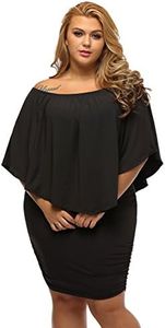 Gloria&Sarah Women's Sexy Off Shoulder Ruffles Multiple Dressing Layered Plus Size Mini Dress,Black,XXX-Large