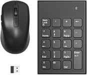 Wireless Number Pad and Mouse, Ultra Slim 2.4 GHz 19 Keys Numeric Keypad with 3 Adjustable DPI, Portable Silent Financial Accounting Number Keyboard Extensions for Laptop, PC, Desktop, Notebook