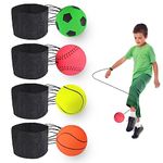 Jastown 4 pcs rebound wrist ball，Spring Ball on a string, return balls on elastic rope,exercises for fingers with elastic balls,Hand eye coordination training Wrist Band Ball