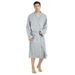 U2SKIIN Mens 100% Cotton Robe Lightweight Knit Bathrobe(Grey, L/XL)