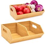 otovioia 2 Set Bamboo Storage Bin, Pantry Organization and Storage Baskets, Kitchen Organization, Potato and Onion Storage Bin - Ideal for Pantry, Countertop, and Vegetable Storage