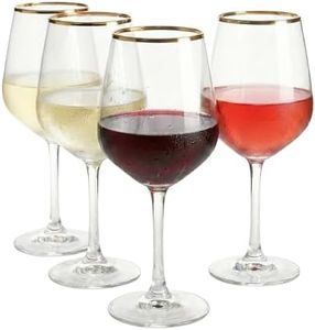 RAKLE Avantgarde Wine Glasses Set of 4, 14.3oz Modern Gold Rimmed Drinking Glasses for Red White Rose Wine and Cocktails, Lead-Free Durable Dishwasher Safe Glassware, Elegant Gold Accented Design