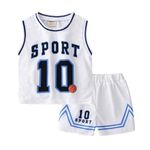 Kids Sports Shorts Sets Boys Jerseys Tracksuit 2 Piece Basketball Performance Tank Top and Mesh Shorts Set (White, 1-2T)