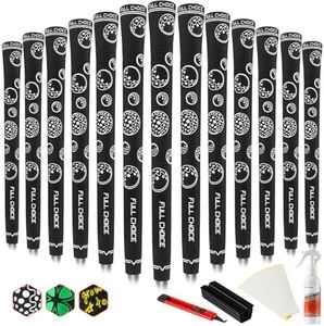 Full Choice Control+ Rubber Golf Grips, Golf Ball Pattern for Added Ball Control, High Traction and Feedback, Standard Size RG03, Pack of 13 with Solvent